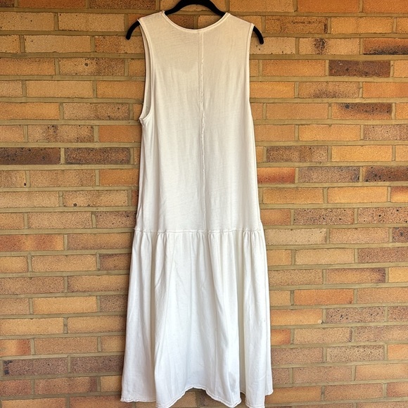 Free People Beach oversized Sleeveless Cream Maxi Sweatshirt Dress Pockets S - Picture 8 of 9
